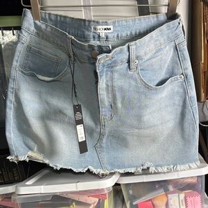 Fashion Nova Light Blue Denim Mini Skirt